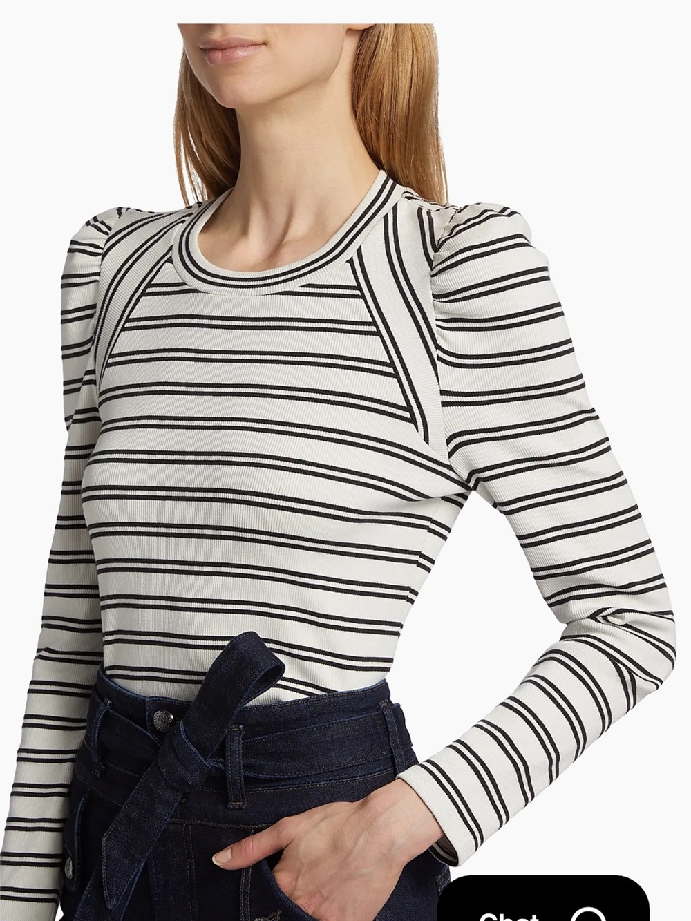 Veronica Beard 100% Pima Cotton Delano Cotton Striped Top - Small